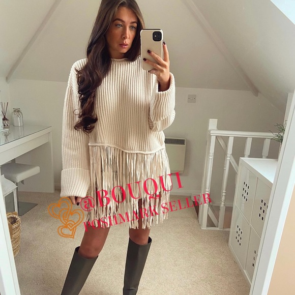BLOGGERS FAV ZARA FRINGE OVERSIZED SWEATER - Picture 12 of 12